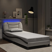 Bedframe 80x200 cm wit zwart kunstleer met LED