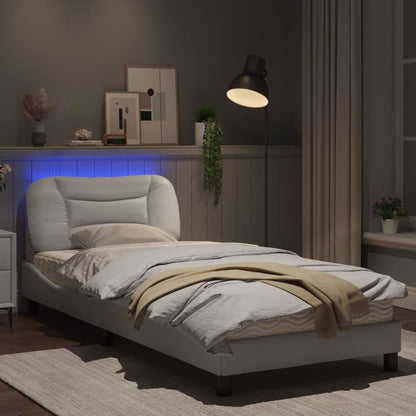 Bedframe met LED-verlichting kunstleer wit 90x190 cm