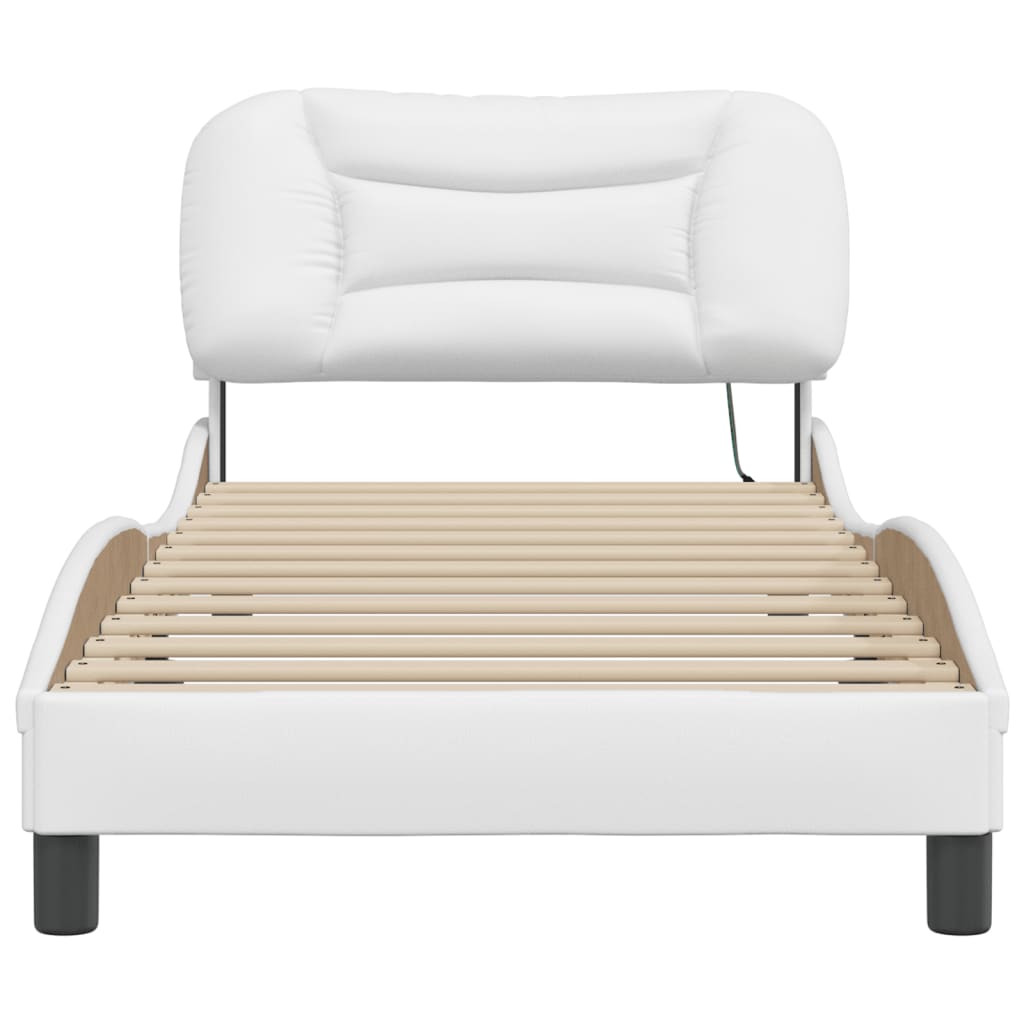 Bedframe met LED-verlichting kunstleer wit 90x190 cm