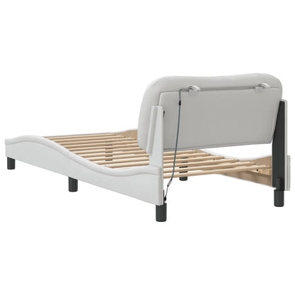 Bedframe met LED-verlichting kunstleer wit 90x190 cm