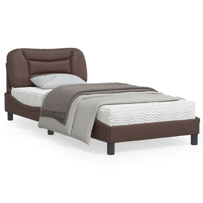 Bedframe met LED-verlichting kunstleer bruin 90x190 cm