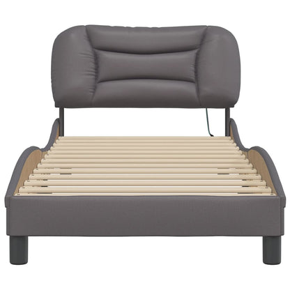 Bedframe met LED-verlichting kunstleer grijs 90x190 cm