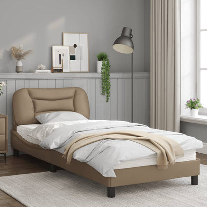 Bedframe met LED-verlichting kunstleer cappuccino 90x190 cm