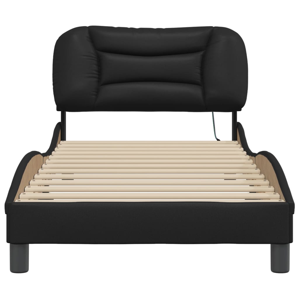 Bedframe met LED-verlichting kunstleer zwart 90x200 cm