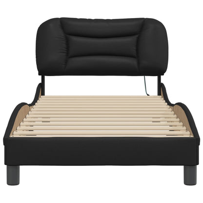 Bedframe met LED-verlichting kunstleer zwart 90x200 cm