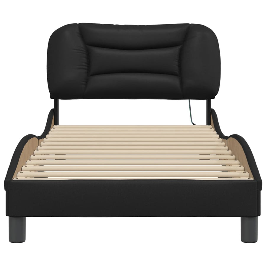 Bedframe met LED-verlichting kunstleer zwart 90x200 cm