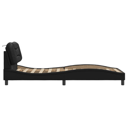 Bedframe met LED-verlichting kunstleer zwart 90x200 cm