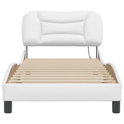 Bedframe met LED-verlichting kunstleer wit 90x200 cm