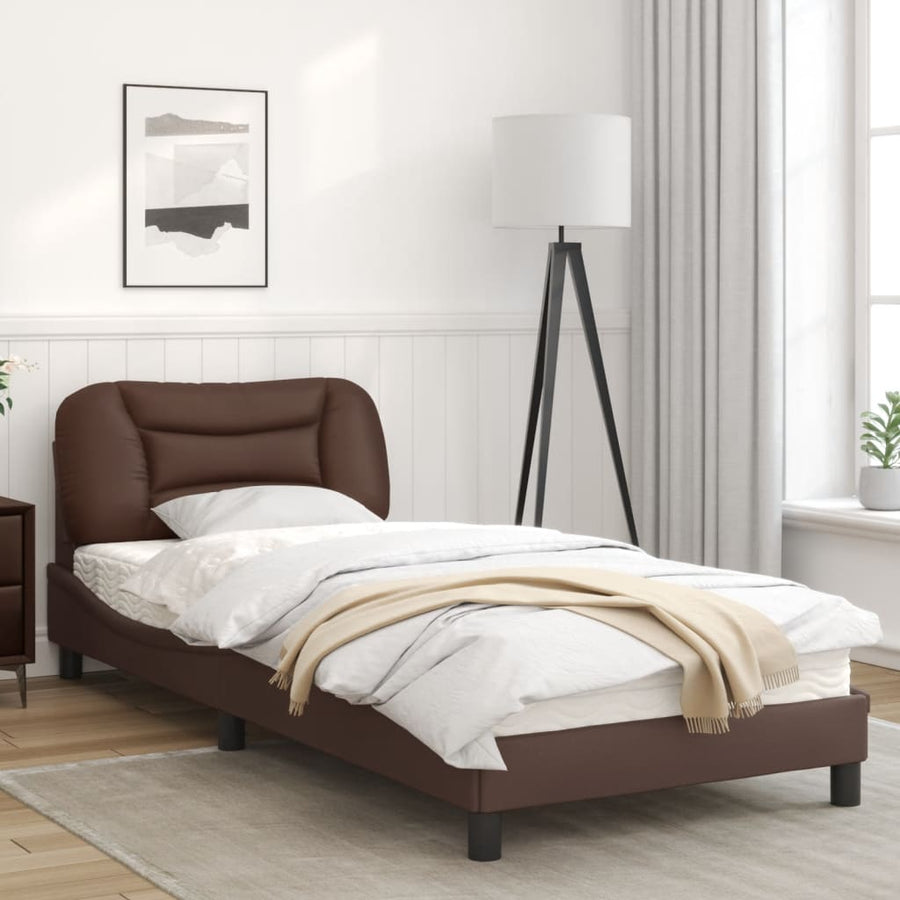 Bedframe met LED-verlichting kunstleer bruin 90x200 cm