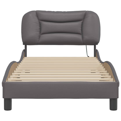Bedframe met LED-verlichting kunstleer grijs 90x200 cm
