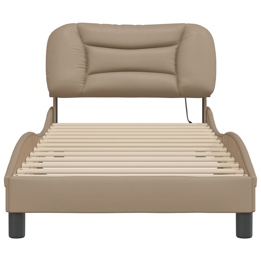 Bedframe met LED-verlichting kunstleer cappuccino 90x200 cm