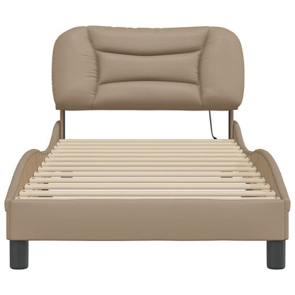 Bedframe met LED-verlichting kunstleer cappuccino 90x200 cm