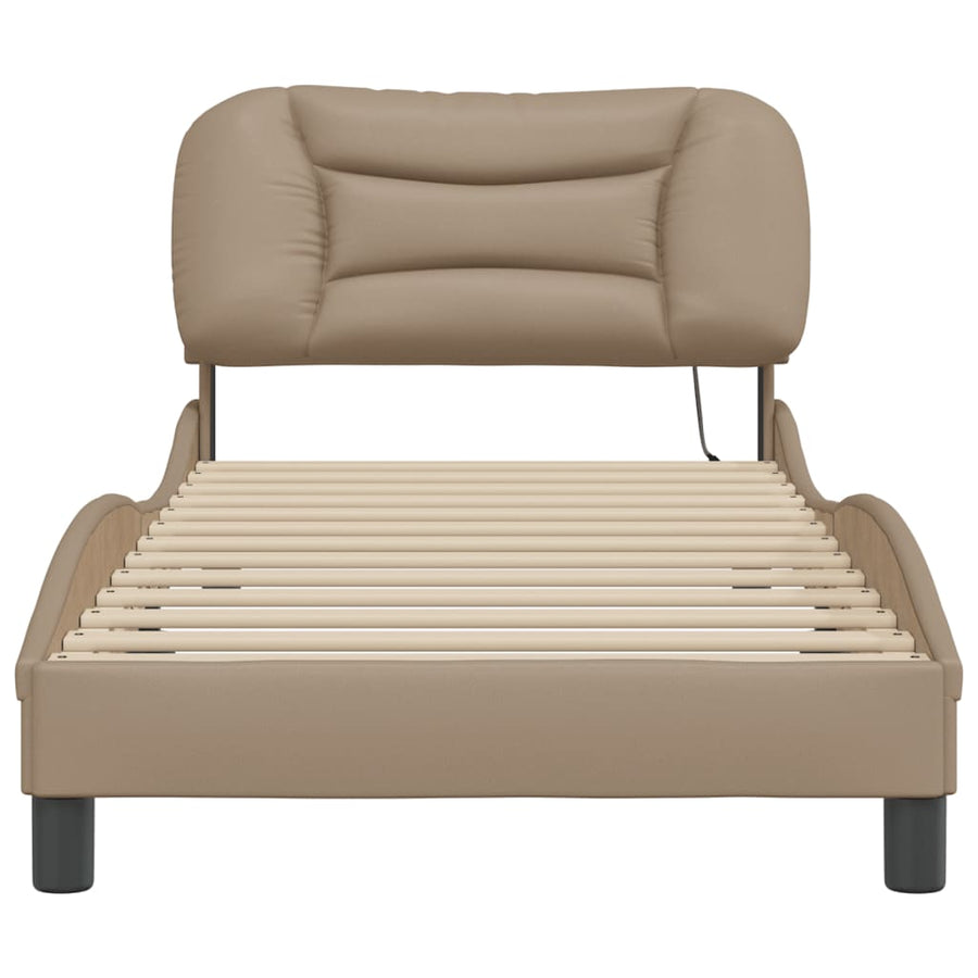 Bedframe met LED-verlichting kunstleer cappuccino 90x200 cm