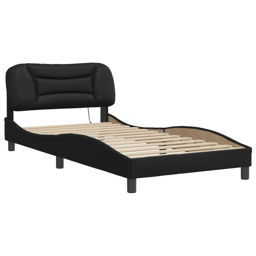 Bedframe met LED-verlichting kunstleer zwart 100x200 cm