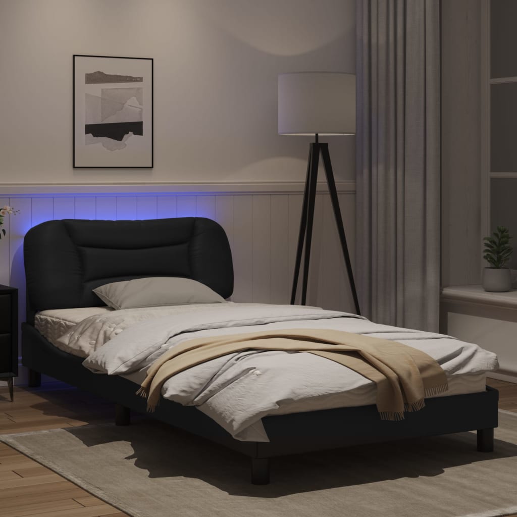 Bedframe met LED-verlichting kunstleer zwart 100x200 cm