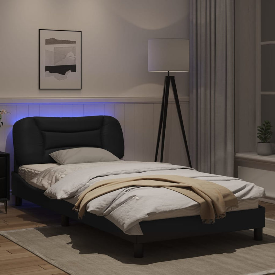 Bedframe met LED-verlichting kunstleer zwart 100x200 cm