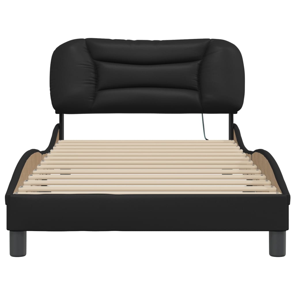 Bedframe met LED-verlichting kunstleer zwart 100x200 cm