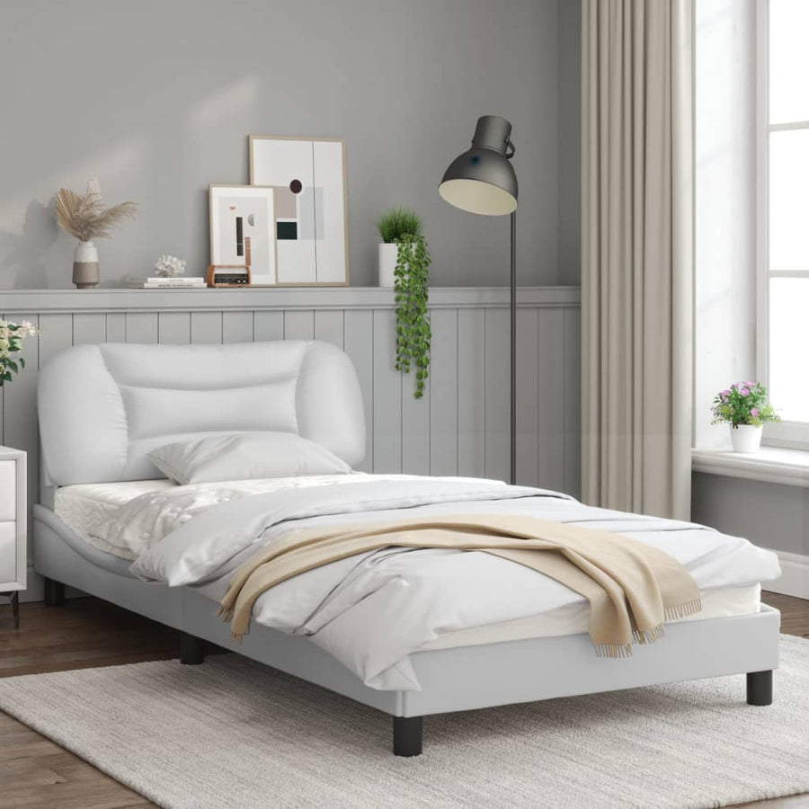 Bedframe met LED-verlichting kunstleer wit 100x200 cm