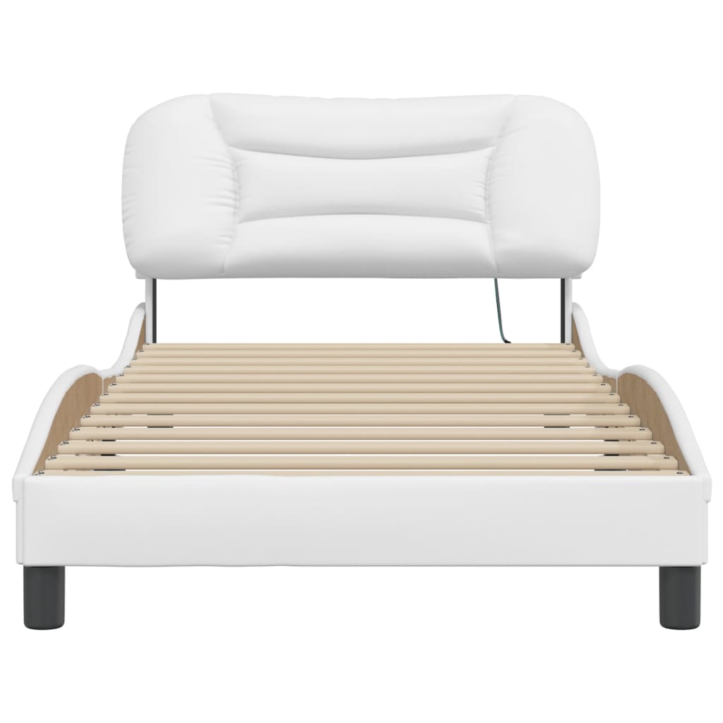 Bedframe met LED-verlichting kunstleer wit 100x200 cm