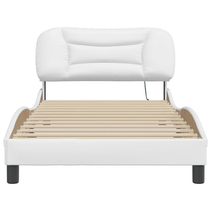 Bedframe met LED-verlichting kunstleer wit 100x200 cm