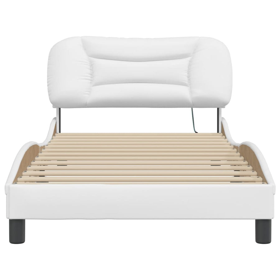 Bedframe met LED-verlichting kunstleer wit 100x200 cm