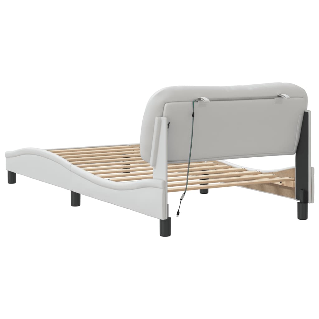 Bedframe met LED-verlichting kunstleer wit 100x200 cm
