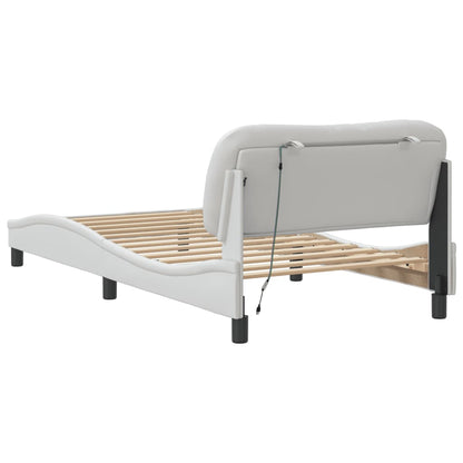 Bedframe met LED-verlichting kunstleer wit 100x200 cm