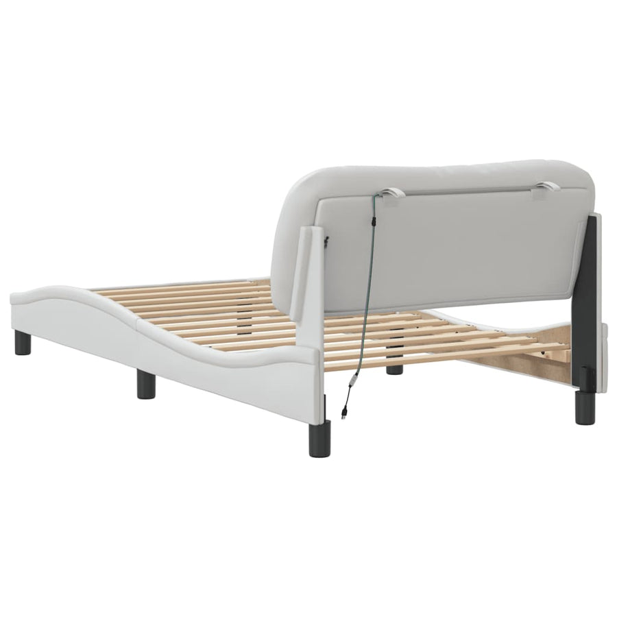 Bedframe met LED-verlichting kunstleer wit 100x200 cm