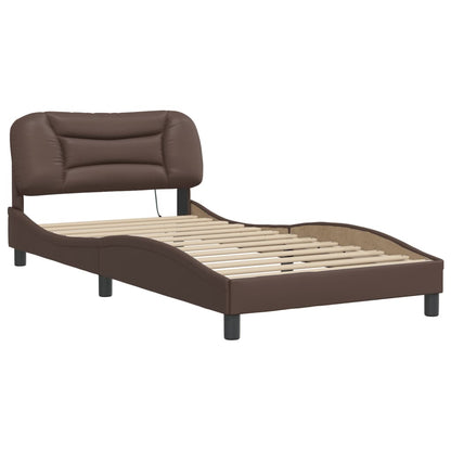 Bedframe met LED-verlichting kunstleer bruin 100x200 cm