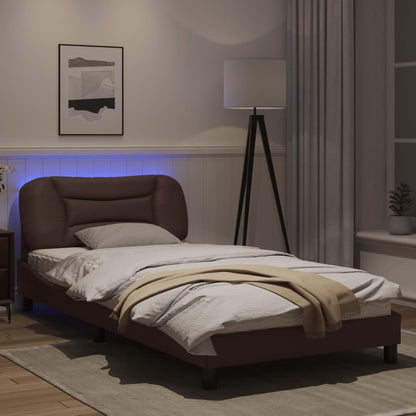 Bedframe met LED-verlichting kunstleer bruin 100x200 cm