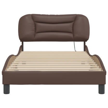Bedframe met LED-verlichting kunstleer bruin 100x200 cm