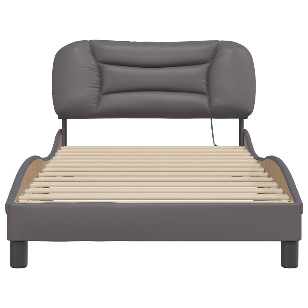 Bedframe met LED-verlichting kunstleer grijs 100x200 cm