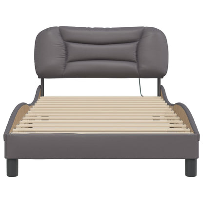 Bedframe met LED-verlichting kunstleer grijs 100x200 cm