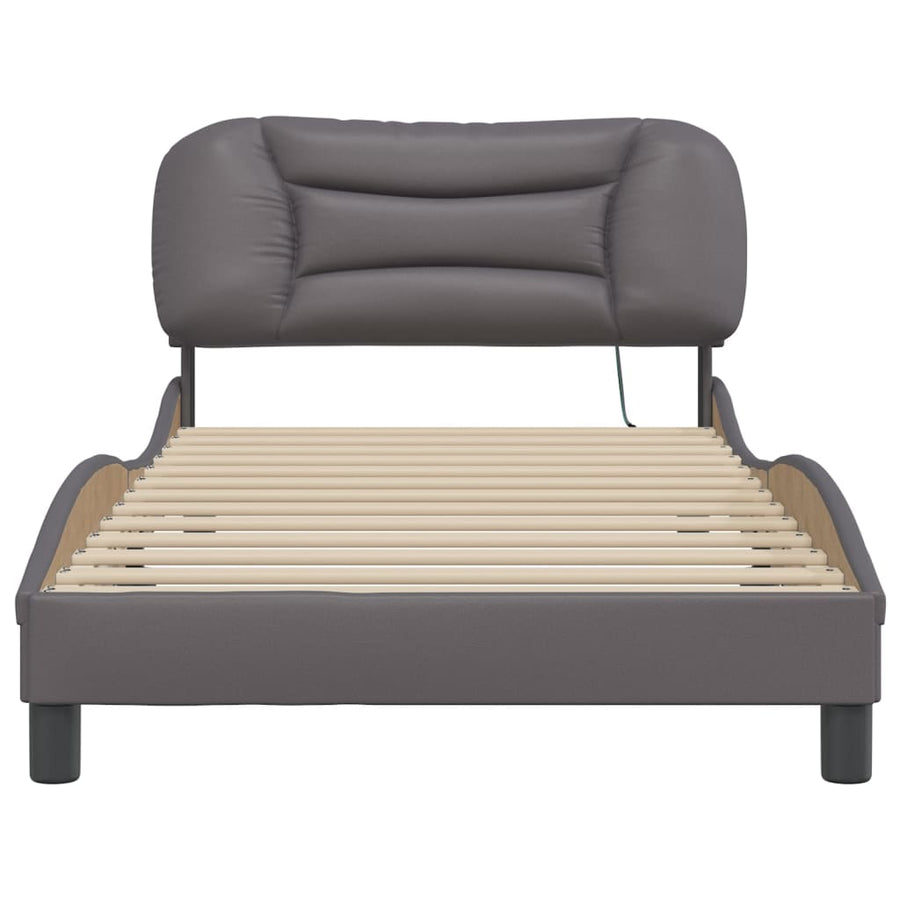 Bedframe met LED-verlichting kunstleer grijs 100x200 cm