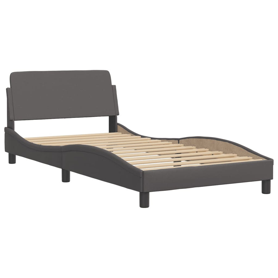 Bedframe met LED-verlichting kunstleer grijs 100x200 cm