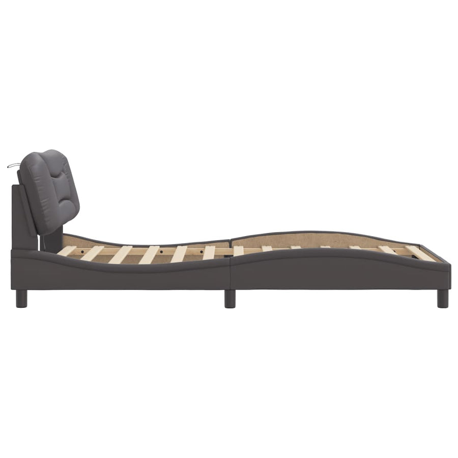 Bedframe met LED-verlichting kunstleer grijs 100x200 cm