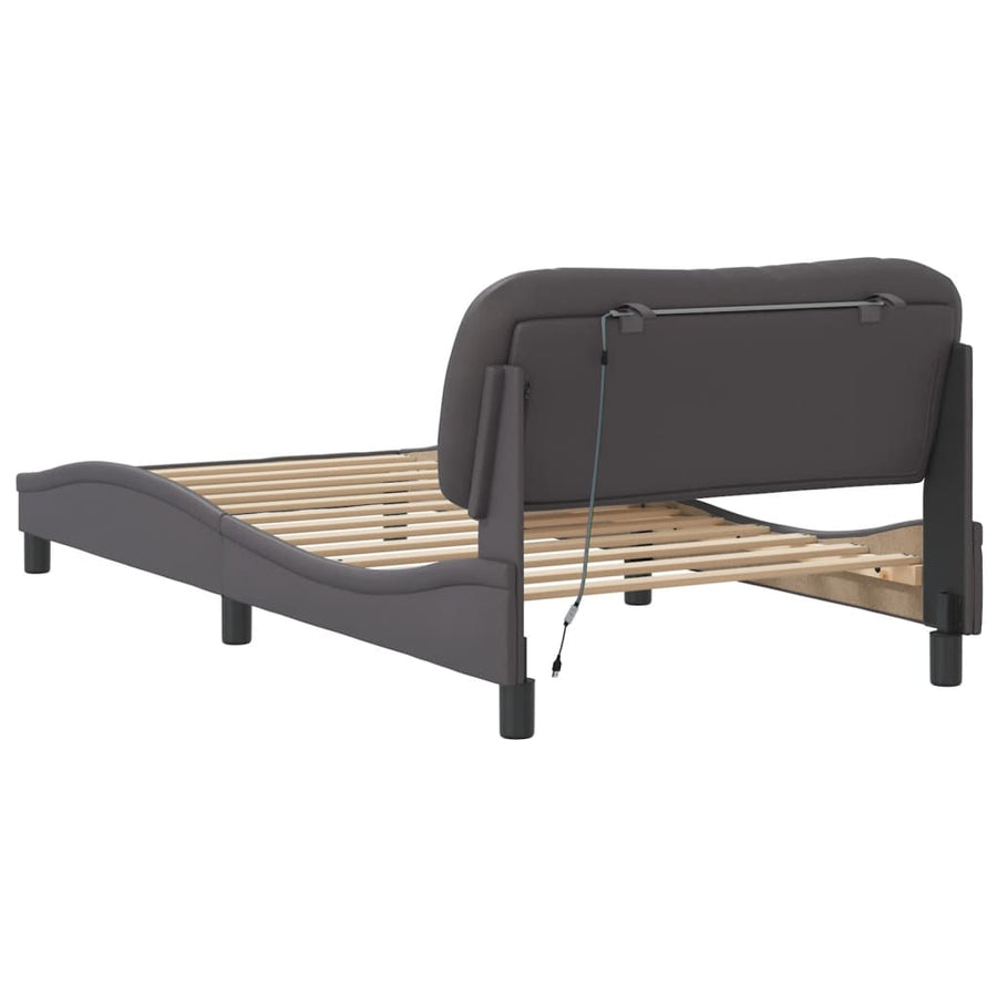 Bedframe met LED-verlichting kunstleer grijs 100x200 cm