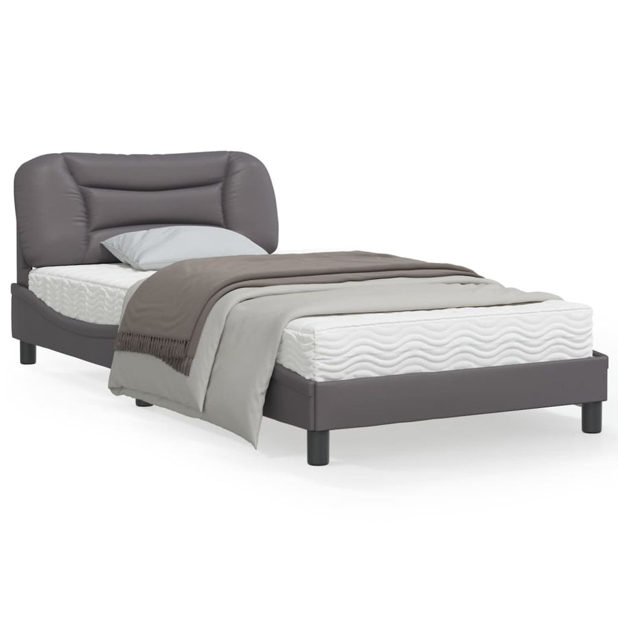 Bedframe met LED-verlichting kunstleer grijs 100x200 cm