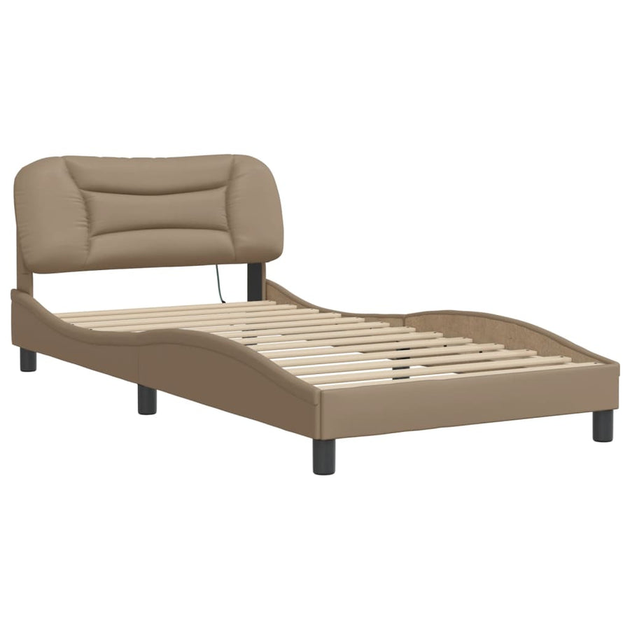 Bedframe met LED-verlichting kunstleer cappuccino 100x200 cm