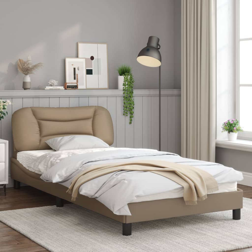 Bedframe met LED-verlichting kunstleer cappuccino 100x200 cm