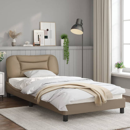 Bedframe met LED-verlichting kunstleer cappuccino 100x200 cm