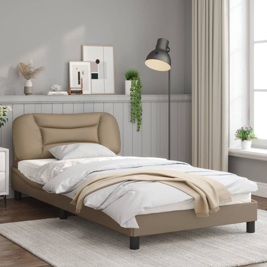 Bedframe met LED-verlichting kunstleer cappuccino 100x200 cm
