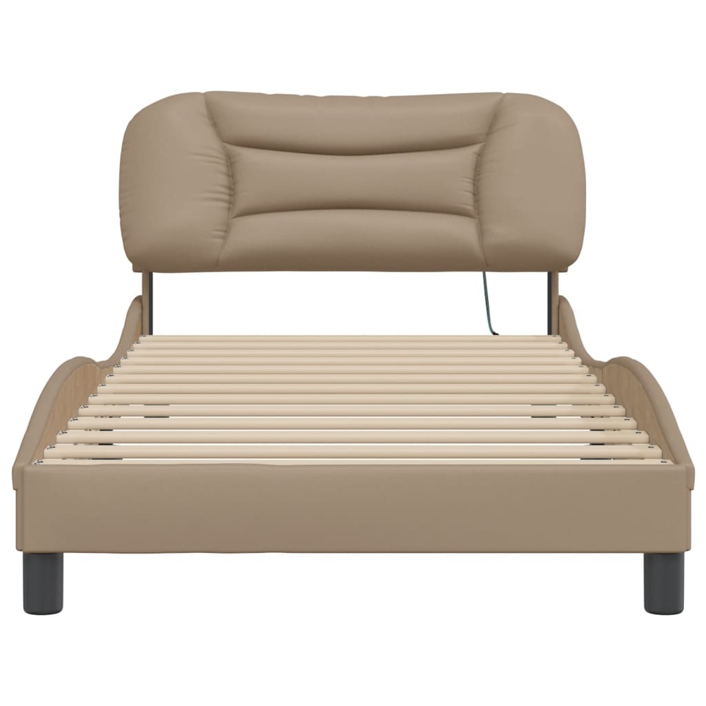 Bedframe met LED-verlichting kunstleer cappuccino 100x200 cm