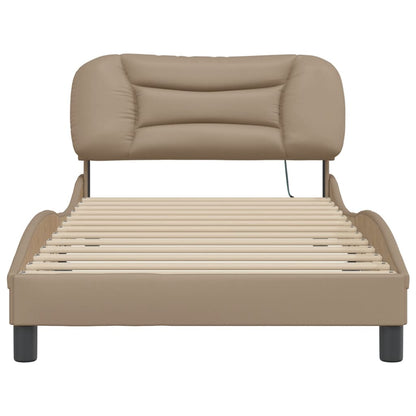 Bedframe met LED-verlichting kunstleer cappuccino 100x200 cm