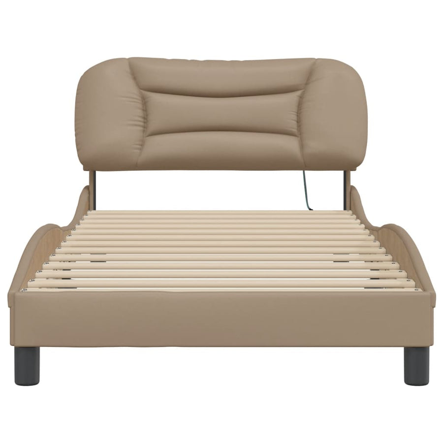 Bedframe met LED-verlichting kunstleer cappuccino 100x200 cm