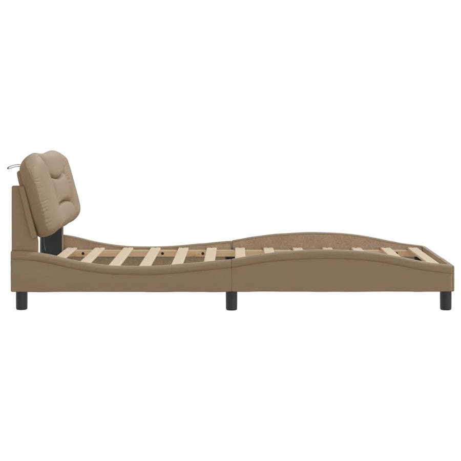 Bedframe met LED-verlichting kunstleer cappuccino 100x200 cm