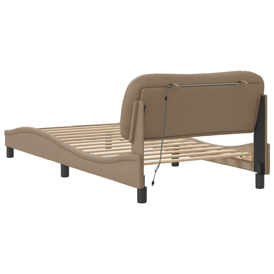 Bedframe met LED-verlichting kunstleer cappuccino 100x200 cm