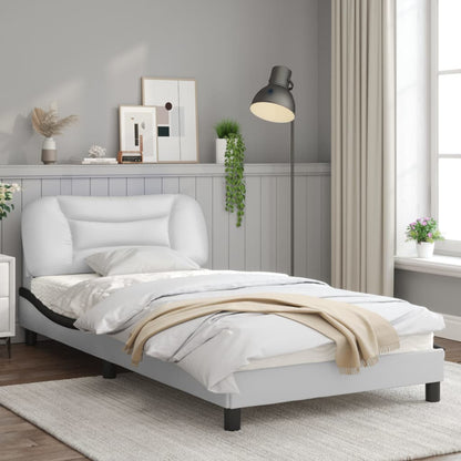 Bedframe met LED-verlichting kunstleer wit en zwart 100x200 cm