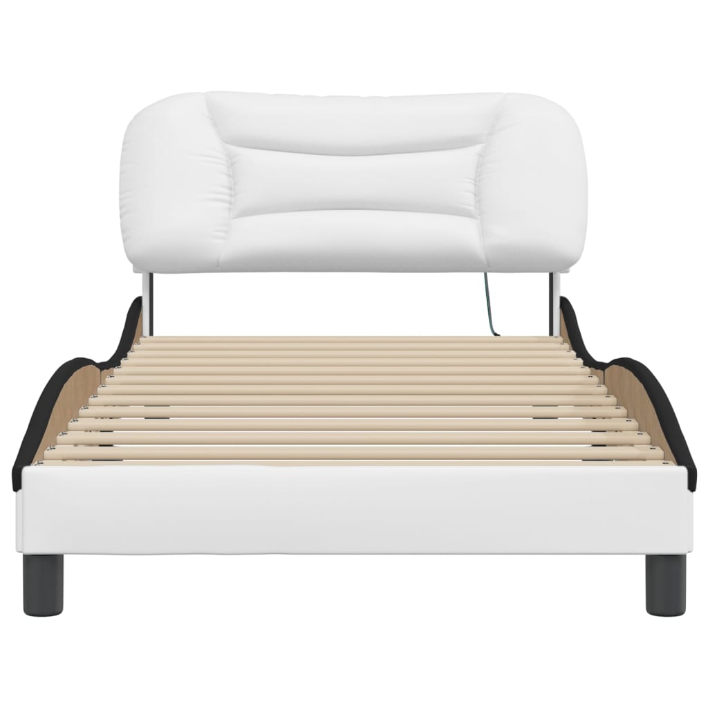 Bedframe met LED-verlichting kunstleer wit en zwart 100x200 cm