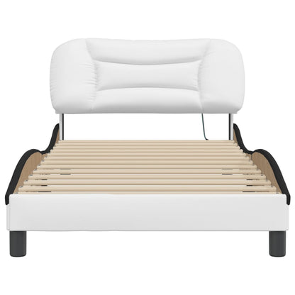 Bedframe met LED-verlichting kunstleer wit en zwart 100x200 cm